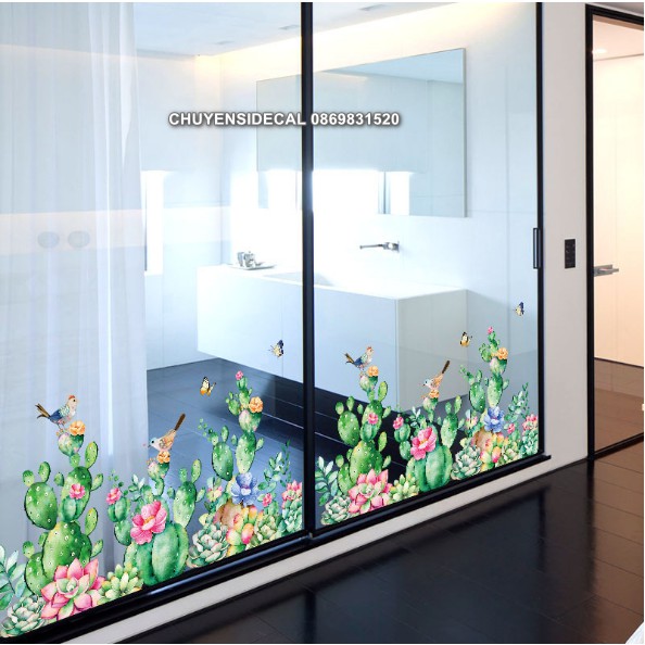 Decal dán tường - Chân Tường Xương Rồng Mập ú
