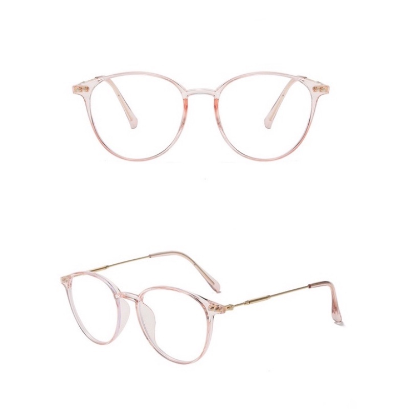 (YUZHU) Kính Mát Gọng Tròn Màu Xám Nhạt Xanh Lam Dành Cho Nữ