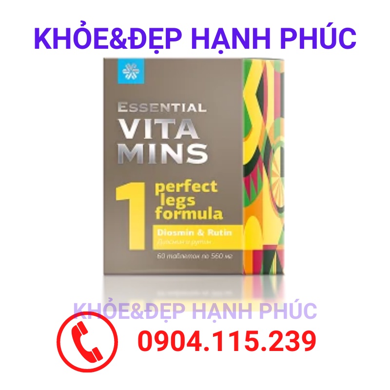 [Suy giãn tĩnh mạch]Thực phẩm bảo vệ sức khỏe Essential Vitamins 1 - Diosmine &amp; Rutin Siberian – 60 viên/lọ