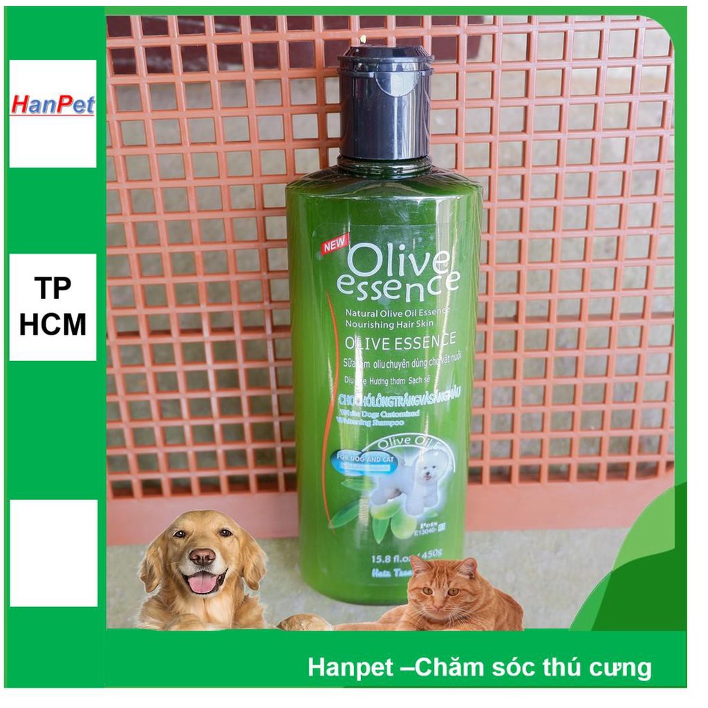 Sữa tắm tinh dầu ô liu OLIVE lông trắng Siêu mềm mượt dung tích 450ml loại cho chó mèo lông trắng