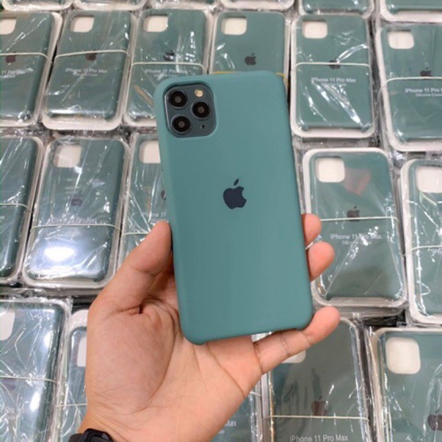 Ốp iphone chống bẩn dễ lau chùi có logo táo màu xanh Midnightgreen choh 6/6s/6Plus/7/8/8Plus/X/XsMax/11/11pro/11promax