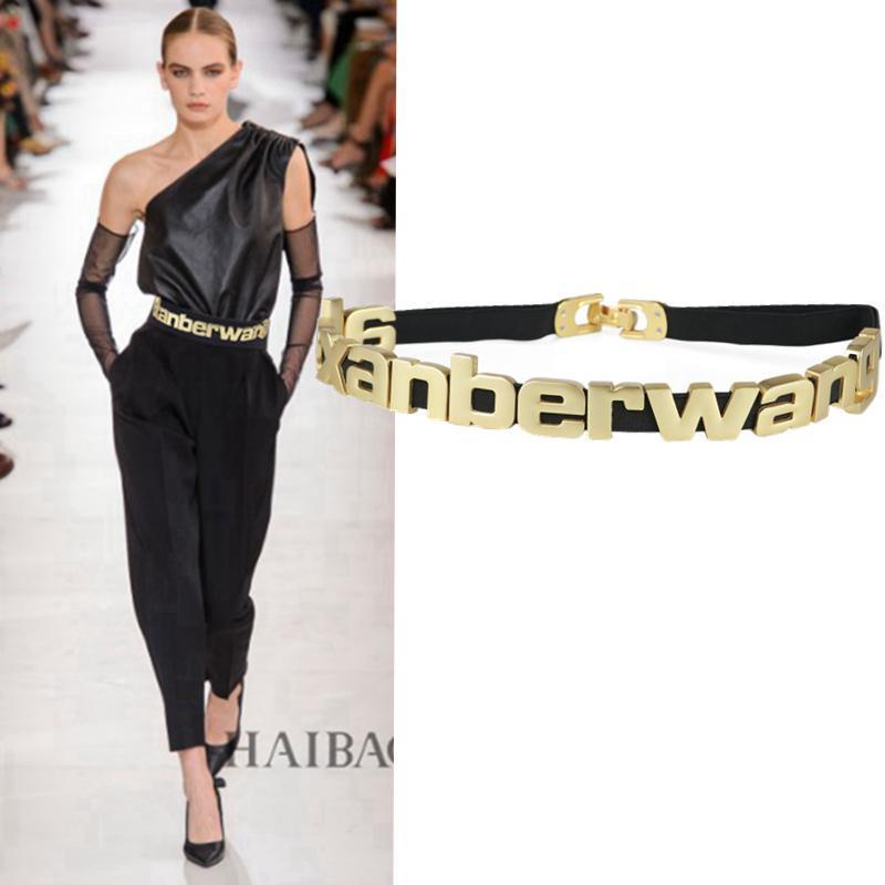 Thắt Lưng Da Bò Phối Kim Loại Khắc Chữ Alexander wang Chất Lượng Cao Cho Nam Và Nữ