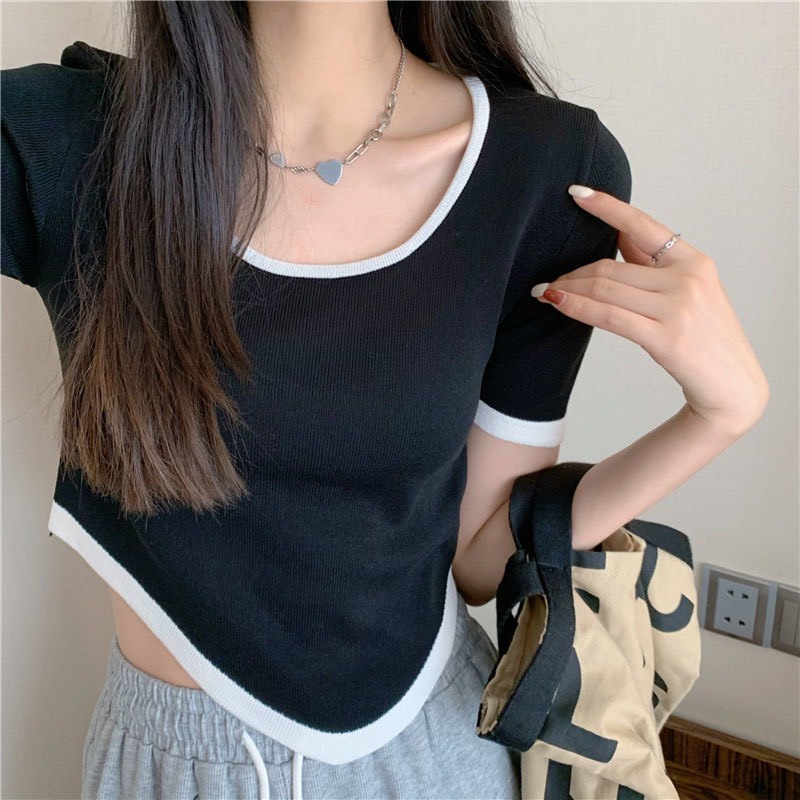 Áo Len Cổ Tròn Phăng Màu Sắc Đơn Giản Tay Ngắn Thời Trang Mùa Hè | Smide Clothing