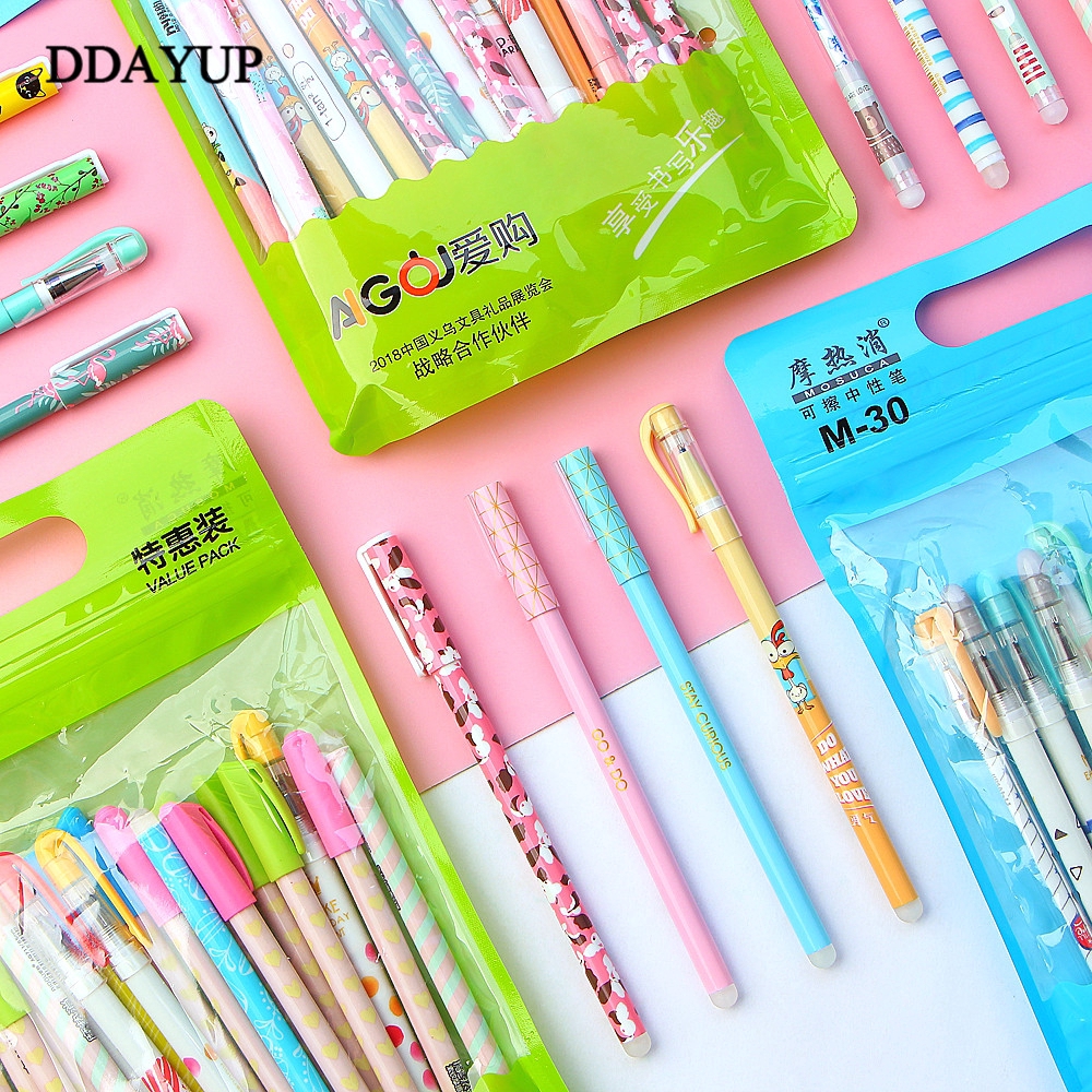 Set 20 bút mực gel có thể tẩy xóa phong cách Hàn Quốc dễ thương làm quà tặng cho các bé