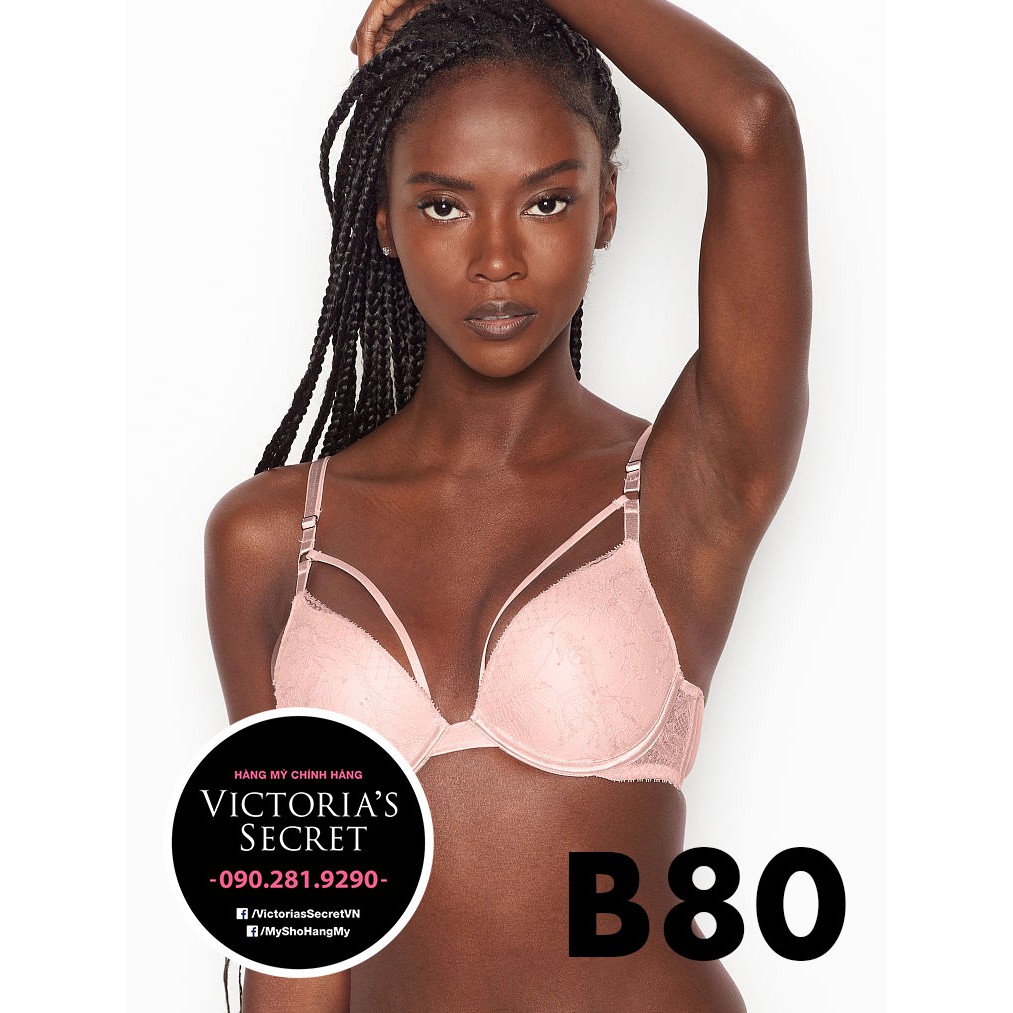 (Hàng Mỹ) 36B/B80 - Áo hồng sexy Dollhouse (86) nâng ngực, phối ren, dây cá tính - Victoria's Secret USA