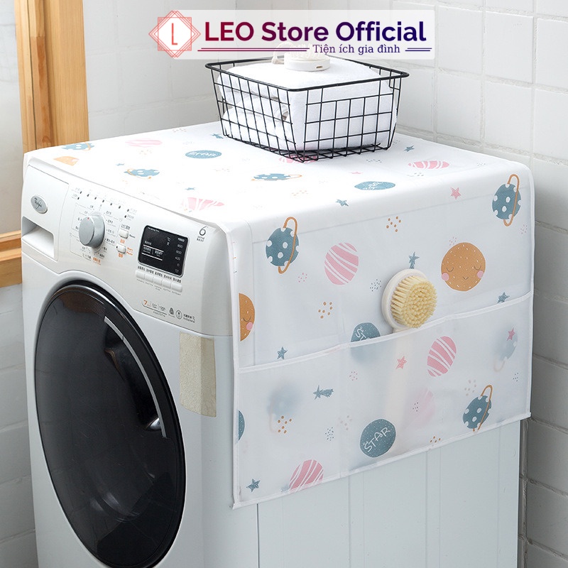 Tấm phủ tủ lạnh máy giặt chống bụi, khăn vải che tủ lạnh PVC không thấm nước hoa văn hiện đại Leos