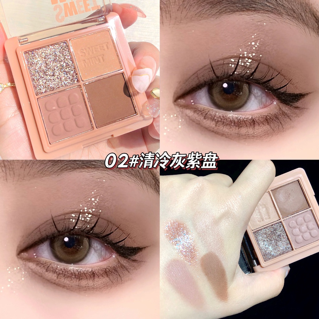 [Hàng mới về] Bảng phấn mắt SWEET MINT tông trà sữa 4 màu trang điểm tự nhiên xinh xắn
