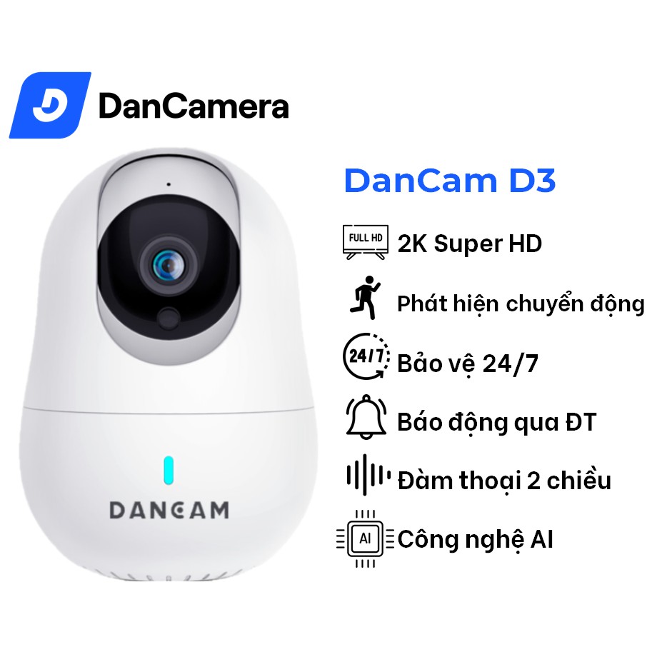 [Mã BMBAU300 giảm 7% đơn 499K] Camera an ninh IP wifi DanCam D3 pro super HD 2k