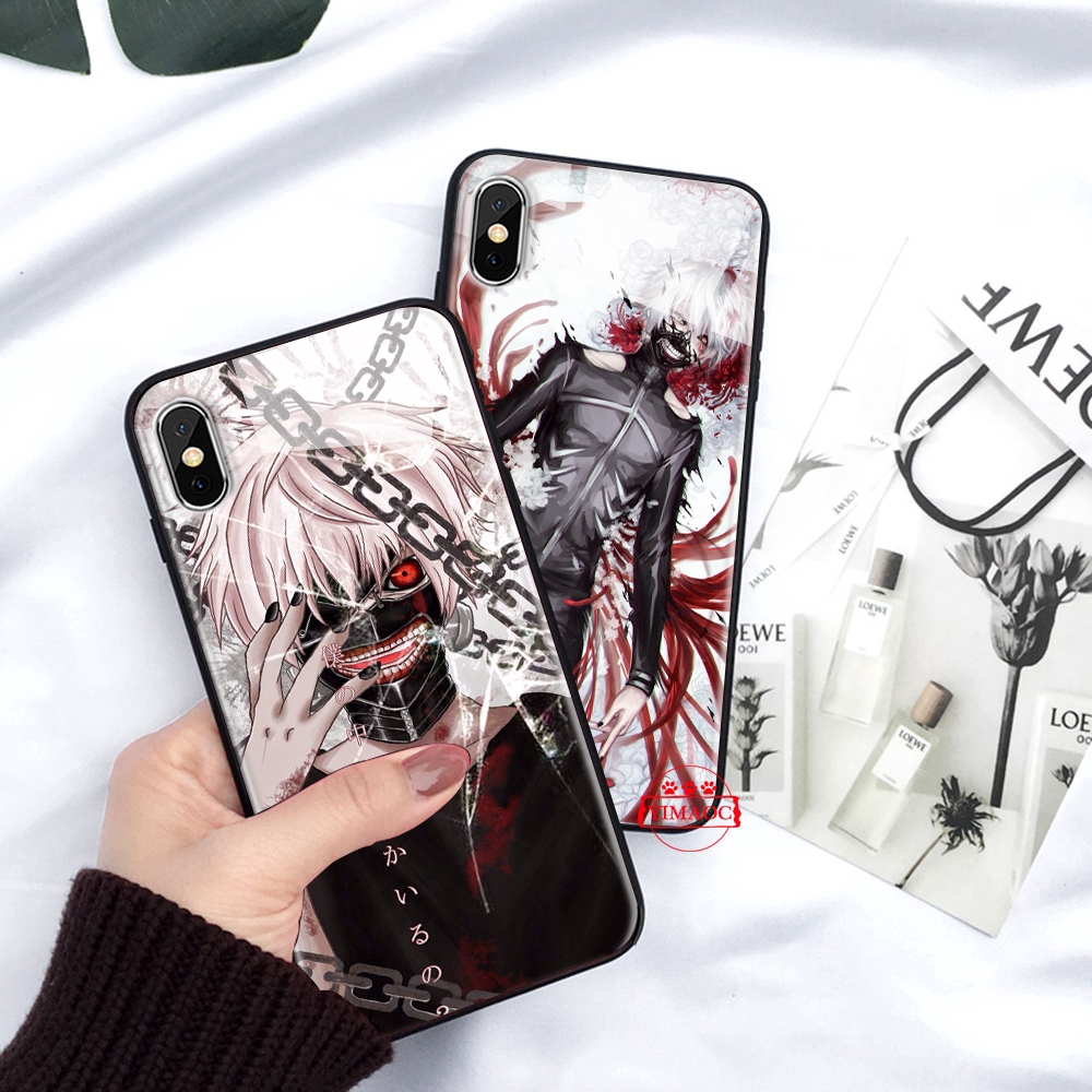 Ốp điện thoại mặt kính in họa tiết hoạt hình Tokyo Ghoul cho iPhone XS Max XR X 11 Pro 7 8 6 6S Plus