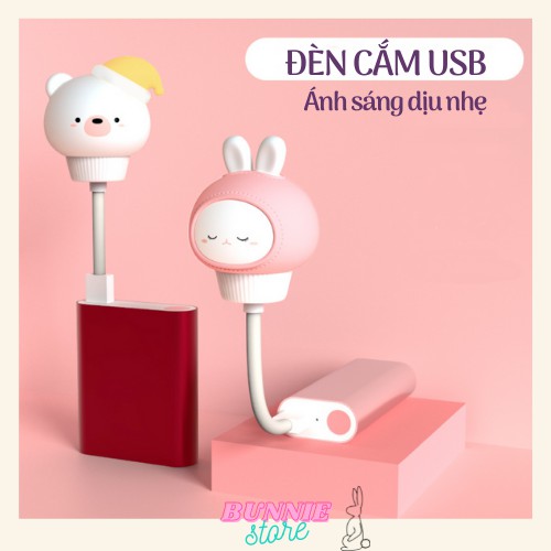 Đèn ngủ Duckie cảm ứng cắm điện USB, sạc dự phòng, laptop 3 mức sáng, hẹn giờ, có điều khiển tuổi thọ 10000 giờ - Bunnie