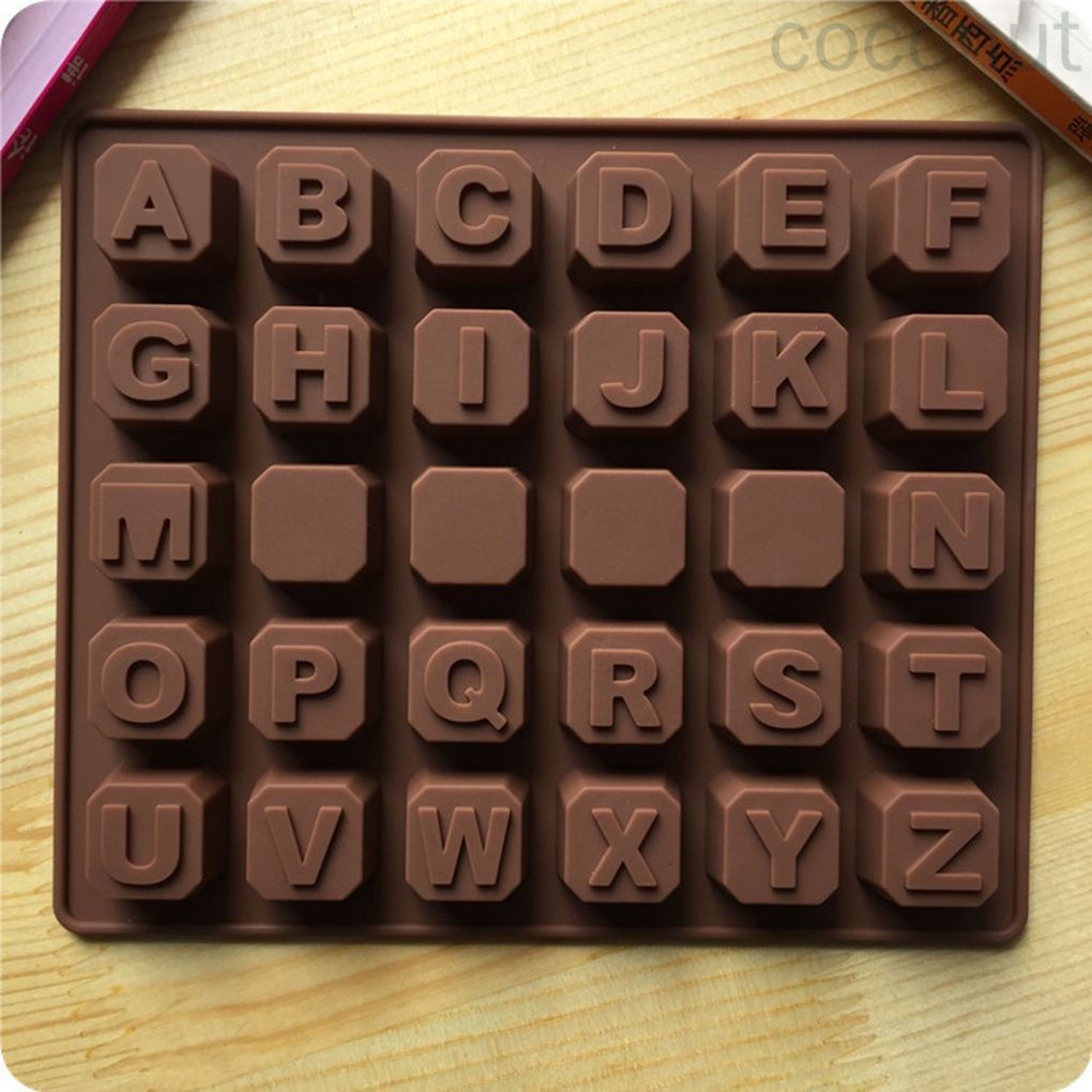 Khuôn Silicon Làm Bánh / Xà Phòng 26 Ô Hình Chữ Cái Tiếng Anh Độc Đáo Diy Vn