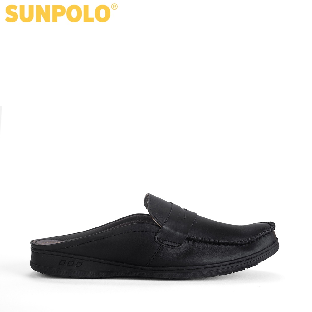 Dép Sapo Nam Da Bò SUNPOLO Đen Nâu - SPO197