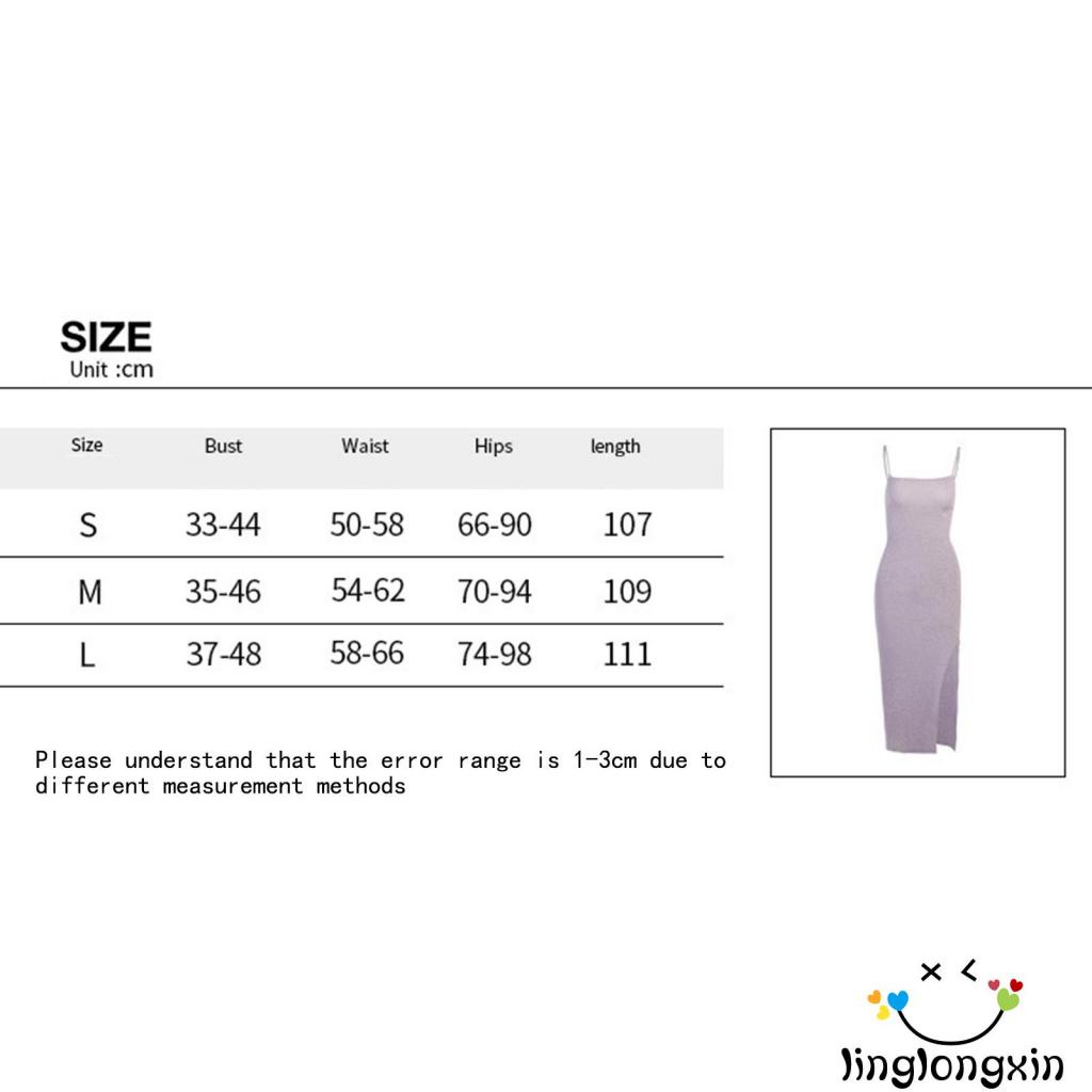 Linglongxi 2 Đầm Hai Dây Ôm Dáng Màu Trơn Size S/ M/ L Cho Nữ