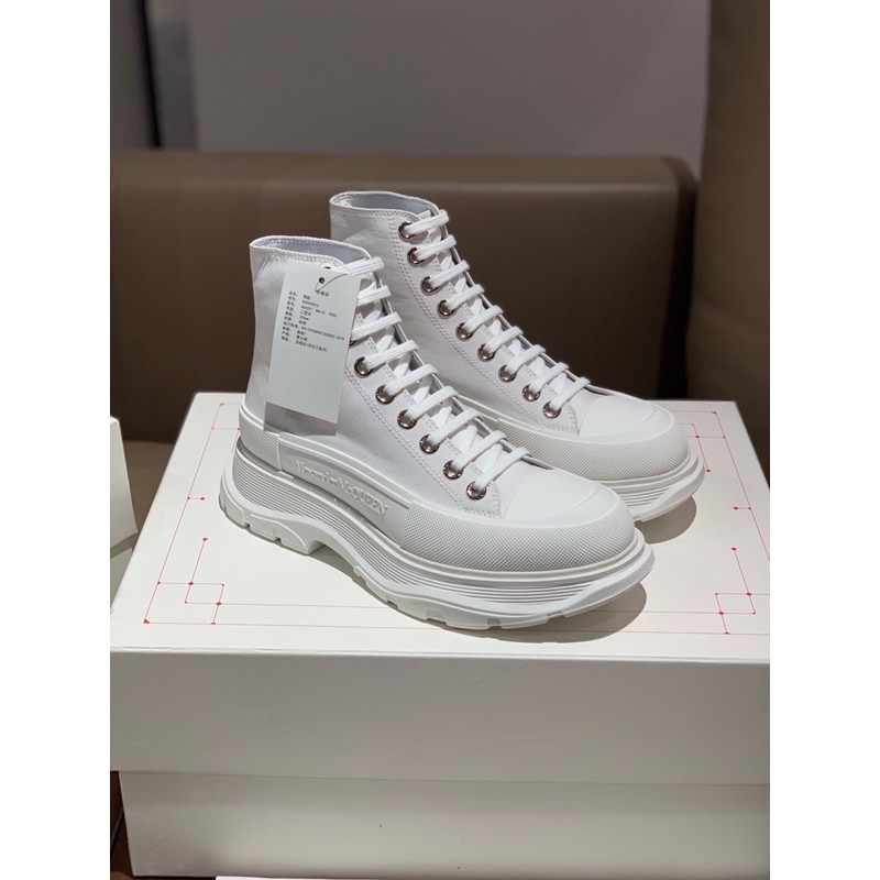 Giày thể thao/sneaker cổ cao của nam Alexander McQueen cao cấp đế cao 6.5cm thiết kế đơn giản và phong cách