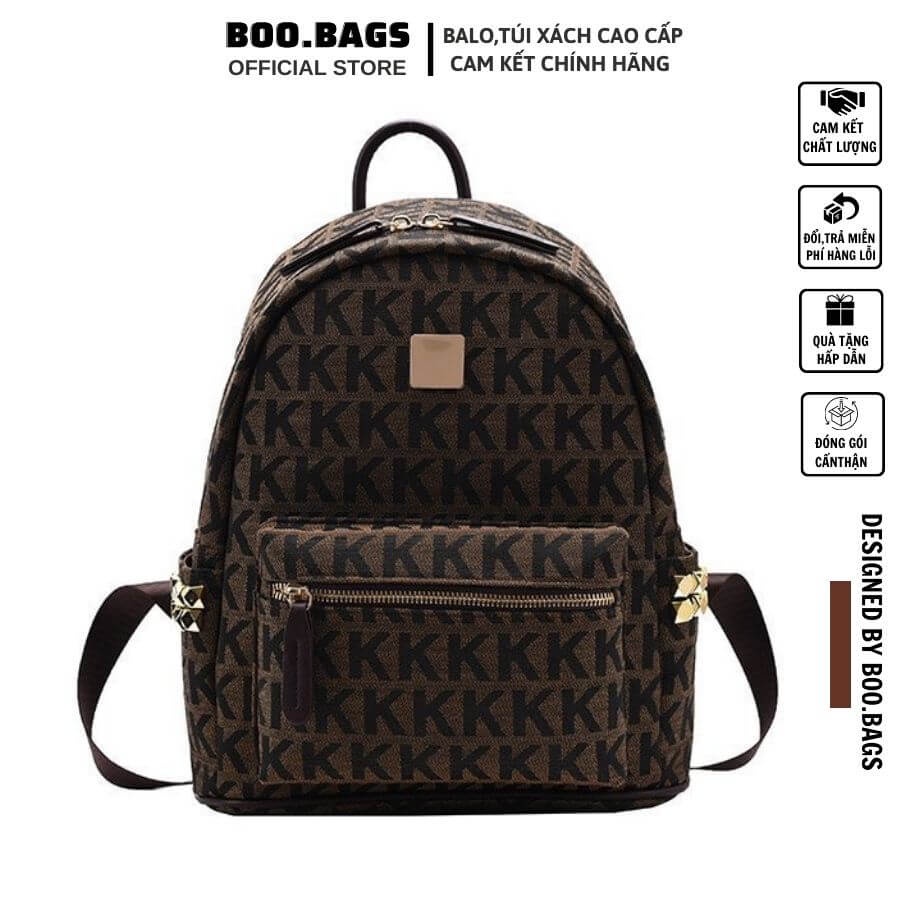 Balo Vải Nữ Đi Học, Balo Nữ Hàn Quốc Thời Trang Ulzzang Vừa Laptop Thêu Chữ K Boobags Boo-016