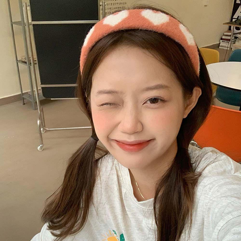 Băng Đô Cài Tóc Bằng Lông Cashmere Họa Tiết Trái Tim Màu Sắc Ngọt Ngào Thời Trang Cho Nữ