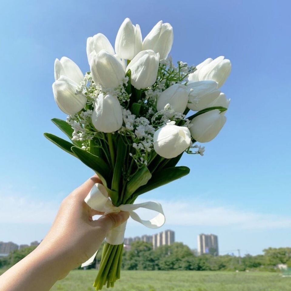 Bó Hoa Tulip Nhân Tạo Phong Cách Hàn Quốc Dùng Làm Phụ Kiện Chụp Ảnh Cưới/Trang Trí Nhà Cửa