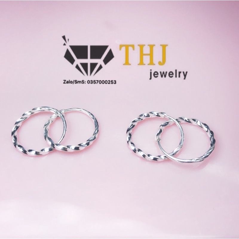 Bông tai vòng tàu dạng xoắn cho bé sz 1 cm - bạc đẹp