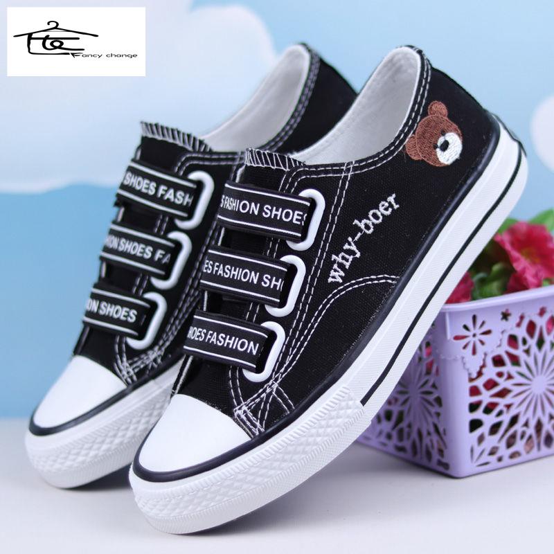 Giày Thể Thao Canvas Co Giãn In Hình Gấu Phong Cách Hàn Quốc Thời Trang Mùa Hè Mới Dành Cho Nữ 2022