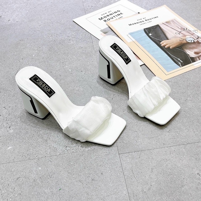 DÉP GUỐC BẢNG REN NHÚM GÓT VUÔNG 7P