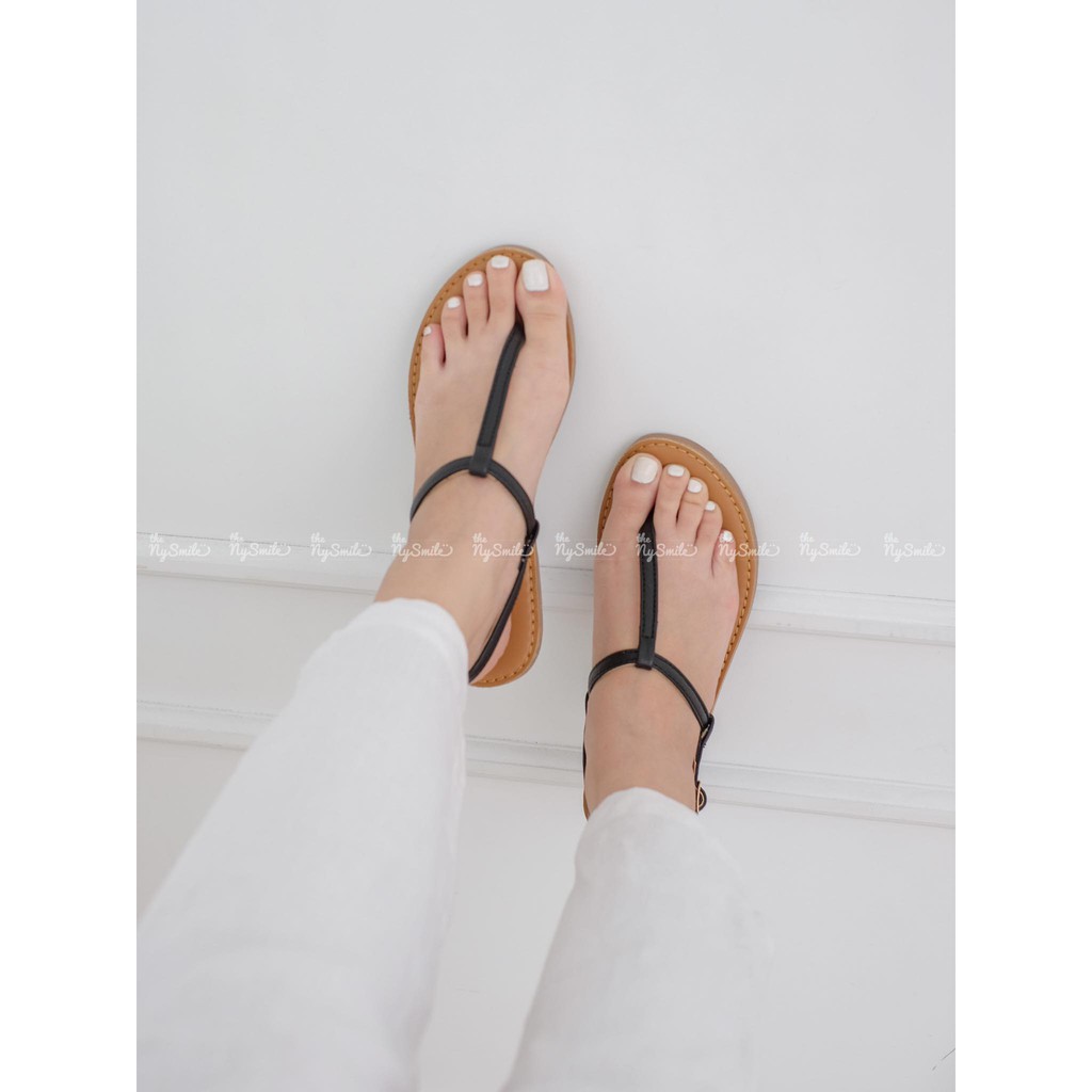 Giày sandal kẹp ngón quai dọc chất da bò - THENYSMILE - Henry