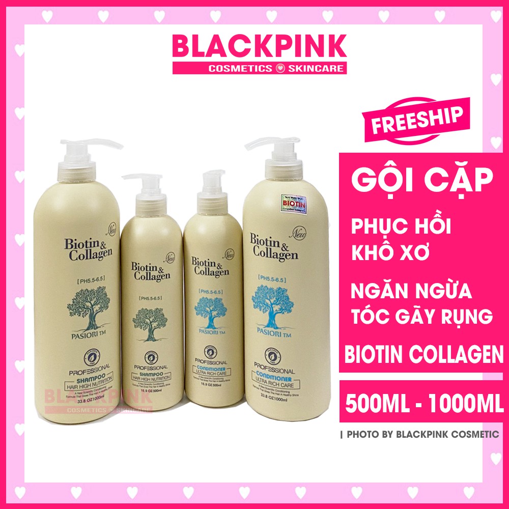 Cặp gội xả BIOTIN COLLAGEN  mẫu mới 500ml - 1000ml - hàng công ty phân phối có tem tiếng Việt