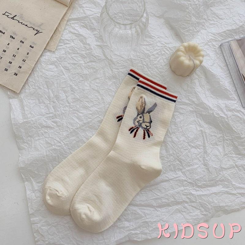 Vớ dệt cổ tròn họa tiết động vật/ hoa / kẻ sọc dùng ở nhà văn phòng trường học