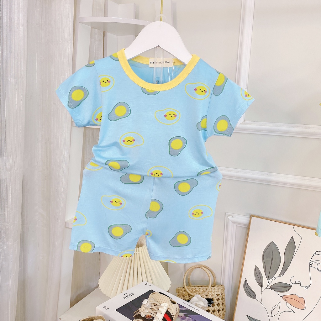 Đồ Bộ Bé Gái, Bé Trai Minky Mom Vải Thun Lạnh In họa tiết toàn thân, Bộ Quần Áo Cộc Tay Cho Bé Mặc Hè Thoáng Mát