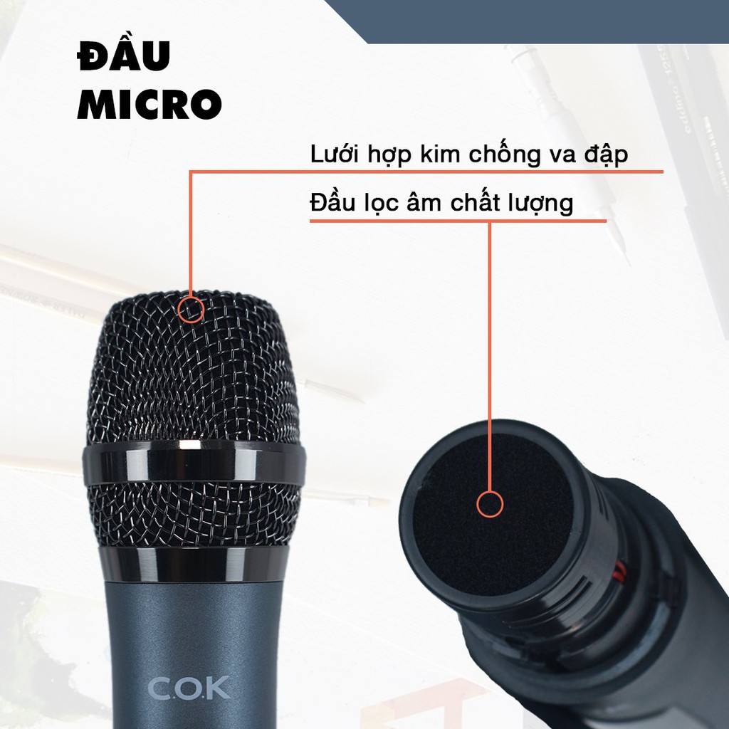 Micro Không Dây COK ST-129 (2 mic) - CHÍNH HÃNG - BH 12 tháng - Micro Chuyên Dành Cho Mọi Loa Kéo Và Âm Ly - Lỗi Đổi Mới