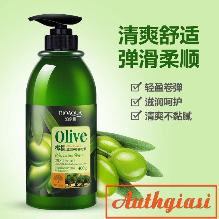 Chai gel bóp giữ nếp tóc xoăn sau khi gội Bioaqua Olive 400ml Siêu phẩm dưỡng tóc