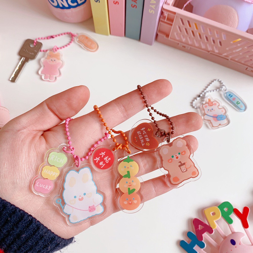 Móc khóa hình gấu chó thỏ hoạt hình dễ thương phụ kiện túi xách thời trang Hàn Quốc