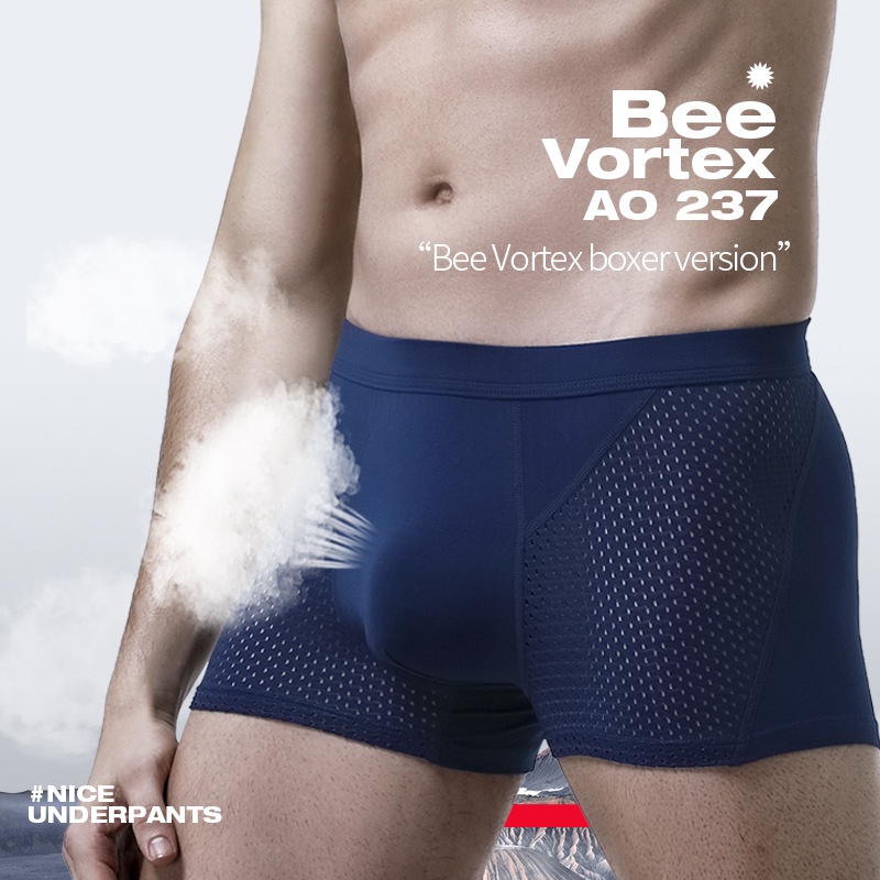 Quần Lót Boxer Vải Lụa Lạnh Mỏng Phối Lưới Thoáng Khí Thời Trang Nam Cao Cấp 237