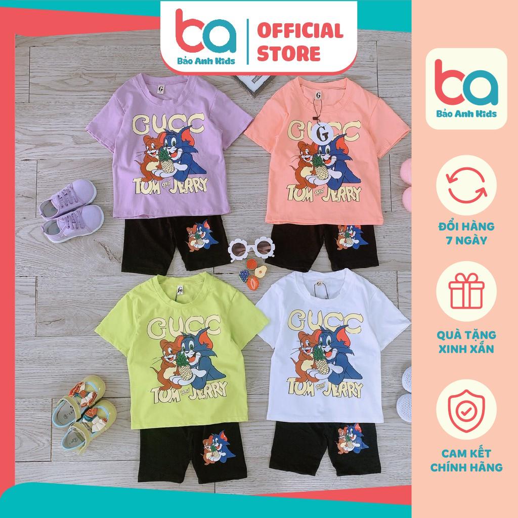 Bộ Đồ Bé Gái Cộc Tay In 3D Hình Hoạt Hình Chất Cotton Mềm Mịn, Thấm Mồ Hôi, Bộ Quần Áo Mặc Nhà Cho Bé - NGOGG1