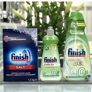 Combo rửa bát finish: gel hữu cơ all in 1 max eco 0% 900ml+bóng eco 0% 400ml+muối 1,5kg.