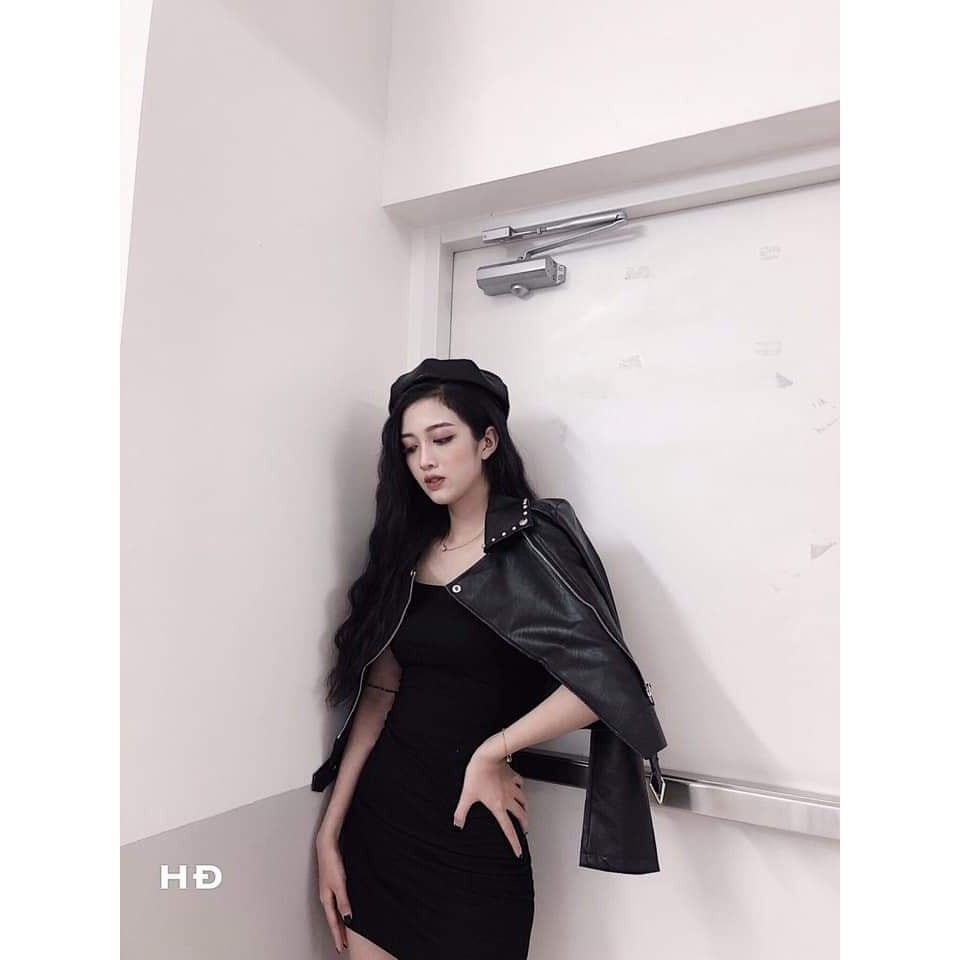 ÁO KHOÁC DA KÈM ĐAI NẠM ĐINH VIỀN