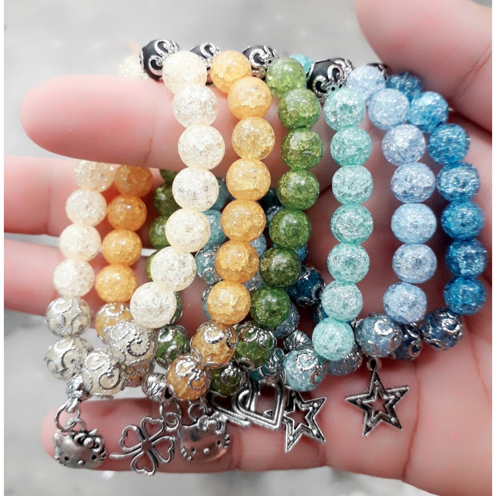 Vòng đá tuyết 1 cái = 45k [ đá tuyết 8mm phong thủy ]