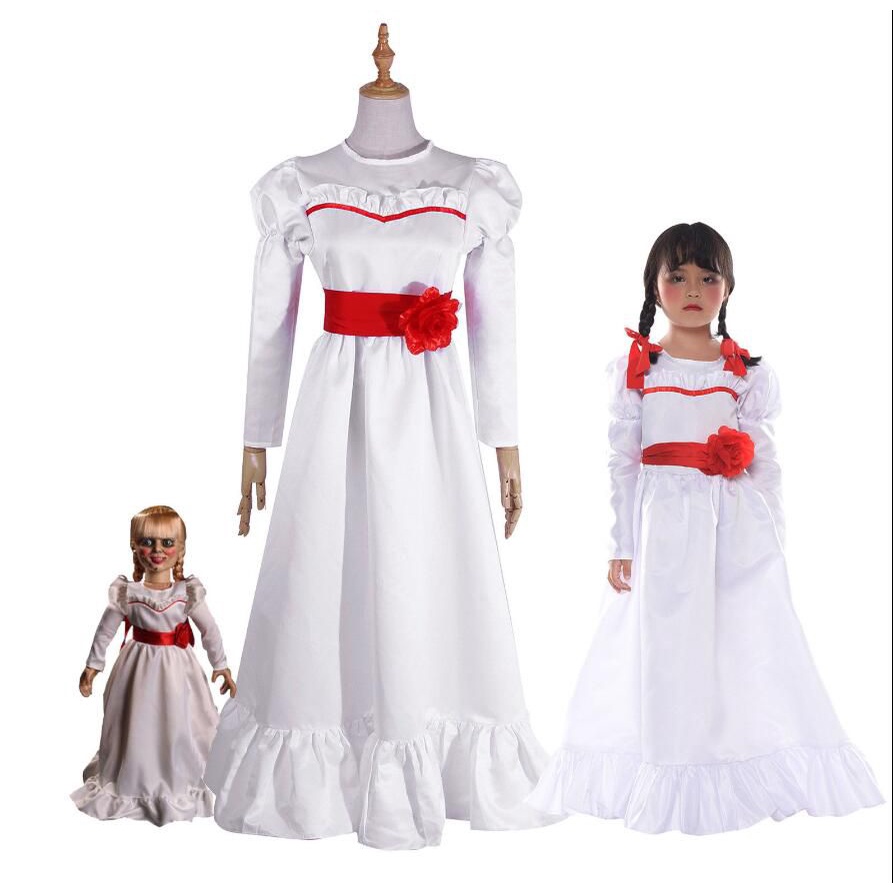 Sáng tạo váy trắng Annabelle Halloween thanh lịch, phù hợp cosplay