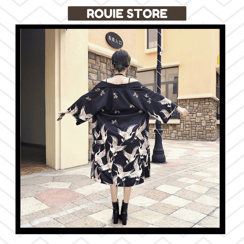Áo khoác kimono form rộng vải mỏng phiên bản Nhật Bản siêu xinh cùng ROUIE Store.
