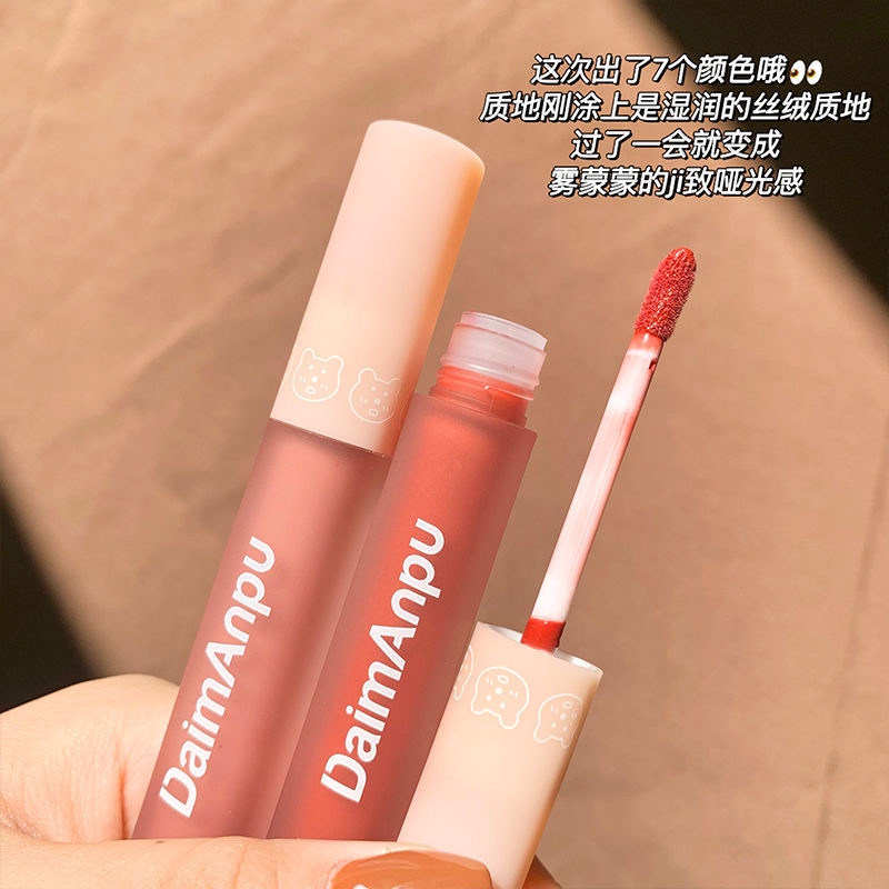 Set 3 Son Kem Lì Mịn Mượt Như Nhung Giữ Ẩm Môi Thiết Kế Vỏ Hình Gấu Dễ Thương