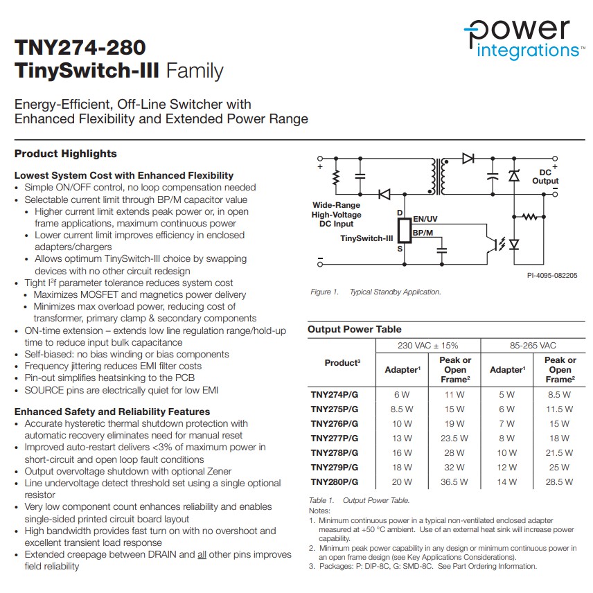 IC nguồn xung TNY280PN DIP-7 chính hãng