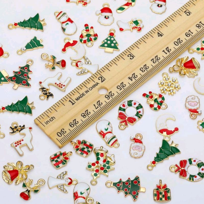 Set 5 mặt dây chuyền Giáng Sinh - Nguyên liệu làm vòng tay, cột tóc, móc khóa Noel