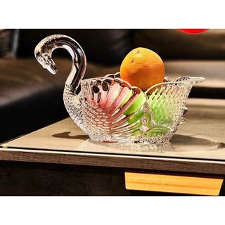 Bát thủy tinh pha lê thiên nga trắng đựng hoa quả, thả hoa