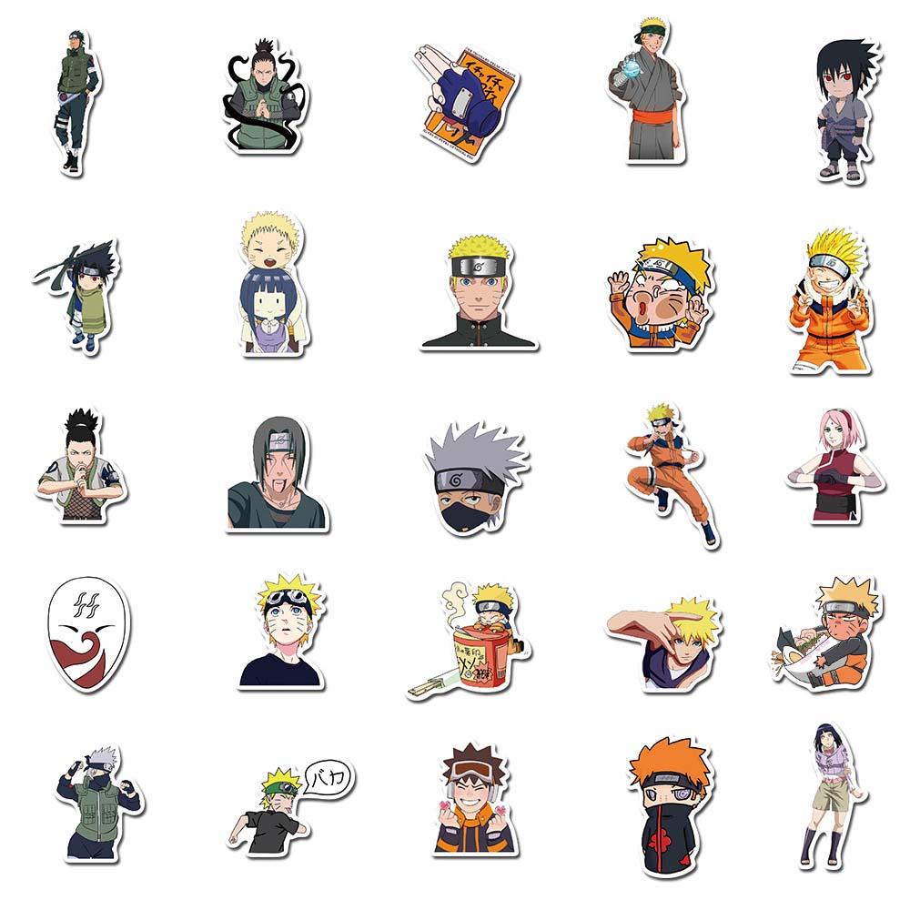 Set 50 Miếng Dán Anime NARUTO Vui Nhộn Trang Trí Laptop Ván Trượt