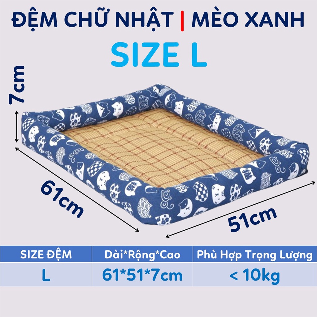 Đệm cho chó nệm hè cho mèo mát ổ hình chữ nhật cỡ M, L Petoka