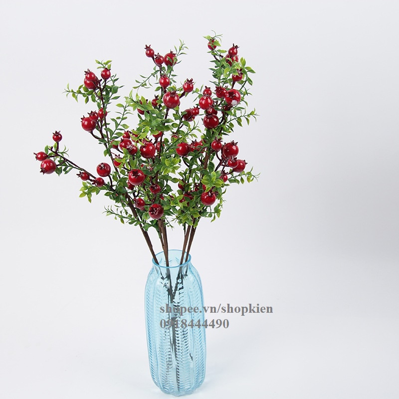 Cành lựu nhiều quả dài 75cm trang trí Tết - Cây hoa giả đẹp