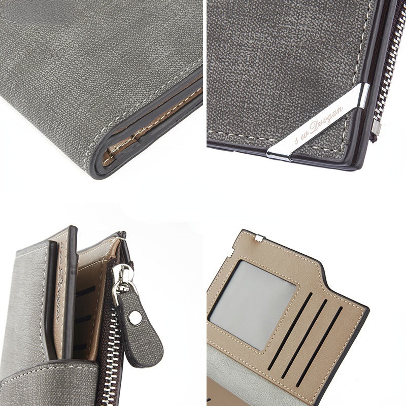 Ví Da Gập Ba Đa Năng Có Khóa Kéo Thời Trang Hàn Quốc 2019 Dành Cho Nam