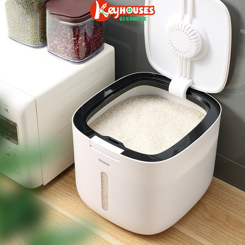 Thùng Đựng Gạo Ecoco 10Kg Chống Thấm Nước - Kích Thước 265x293x234mm