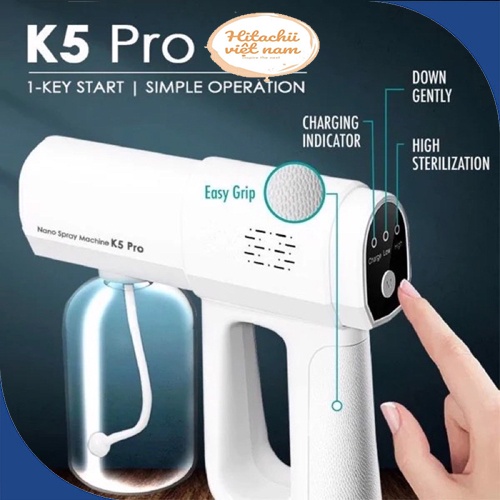 Súng Khử Khuẩn Phun Xịt Khử Sát Trùng Nano K5 PRO Hàng Chuẩn In Laser 8 Mắt UV, Súng phun cồn dung dịch khử khuẩn K5