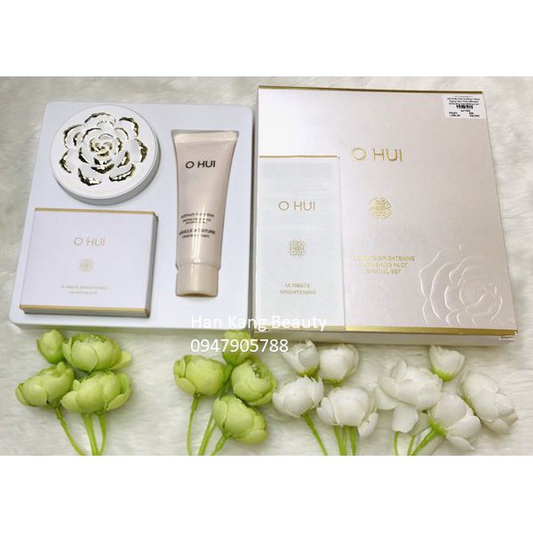 Bộ Phấn Phủ Dưỡng Trắng Dạng Nén Ohui Ultimate Brightening Varnishing Pact SPF30 PA++