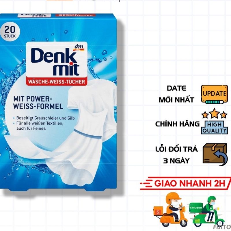 Miếng giặt tẩy trắng, giữ màu quần áo denkmit hộp 20 miếng nội địa đức Miibooshi P.213
